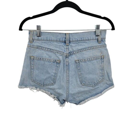 John Galt Denim Shorts M White Wash High Rise Bootie Cut Off Frayed Raw Hem - Picture 3 of 4